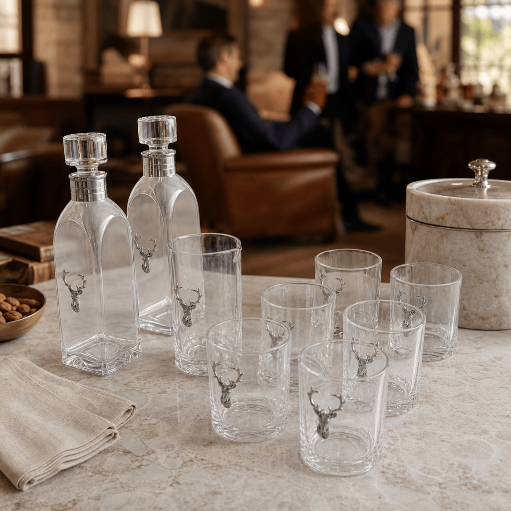 Elk Bust Glass Bar Set 6