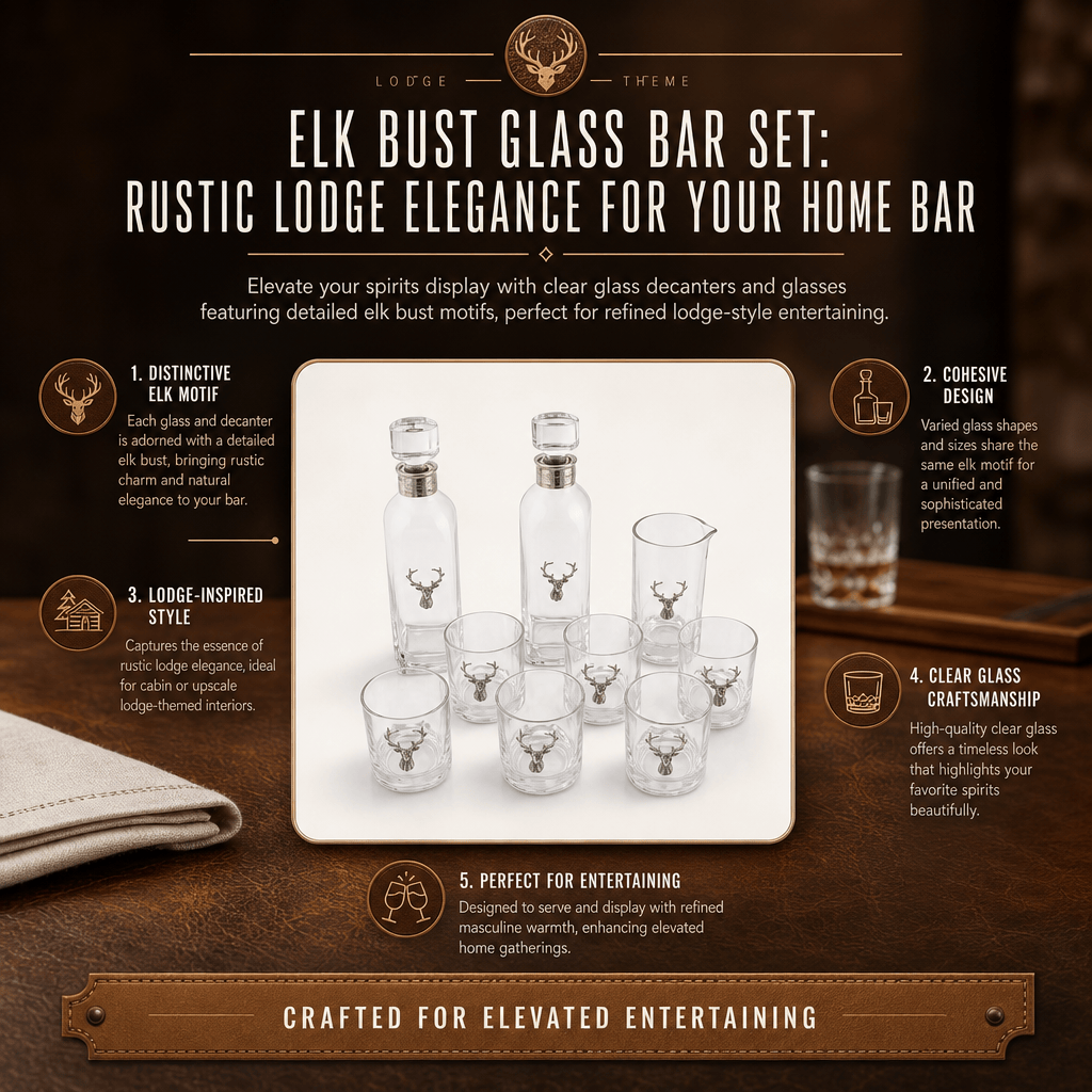 Elk Bust Glass Bar Set 9