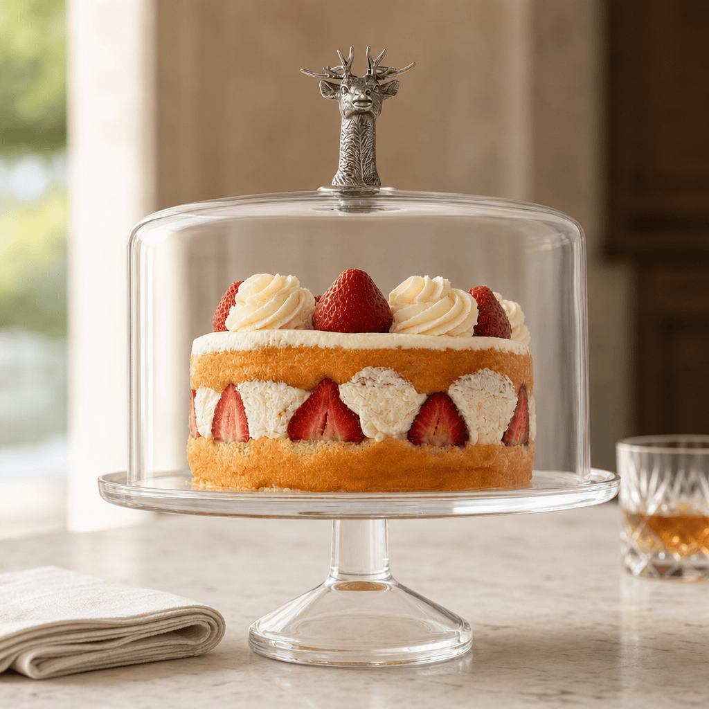 Elk Head Knob Glass Covered Cake / Dessert Stand 2