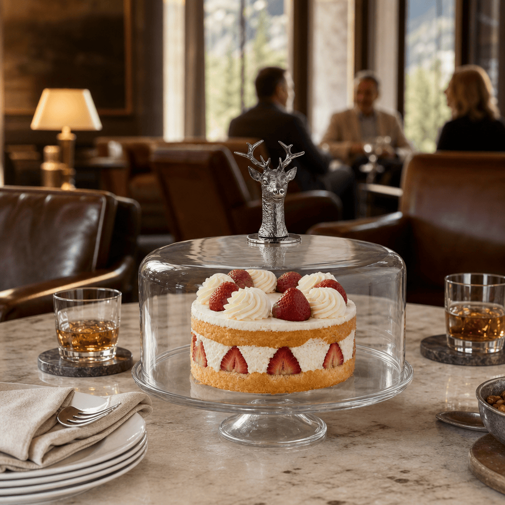 Elk Head Knob Glass Covered Cake / Dessert Stand 7