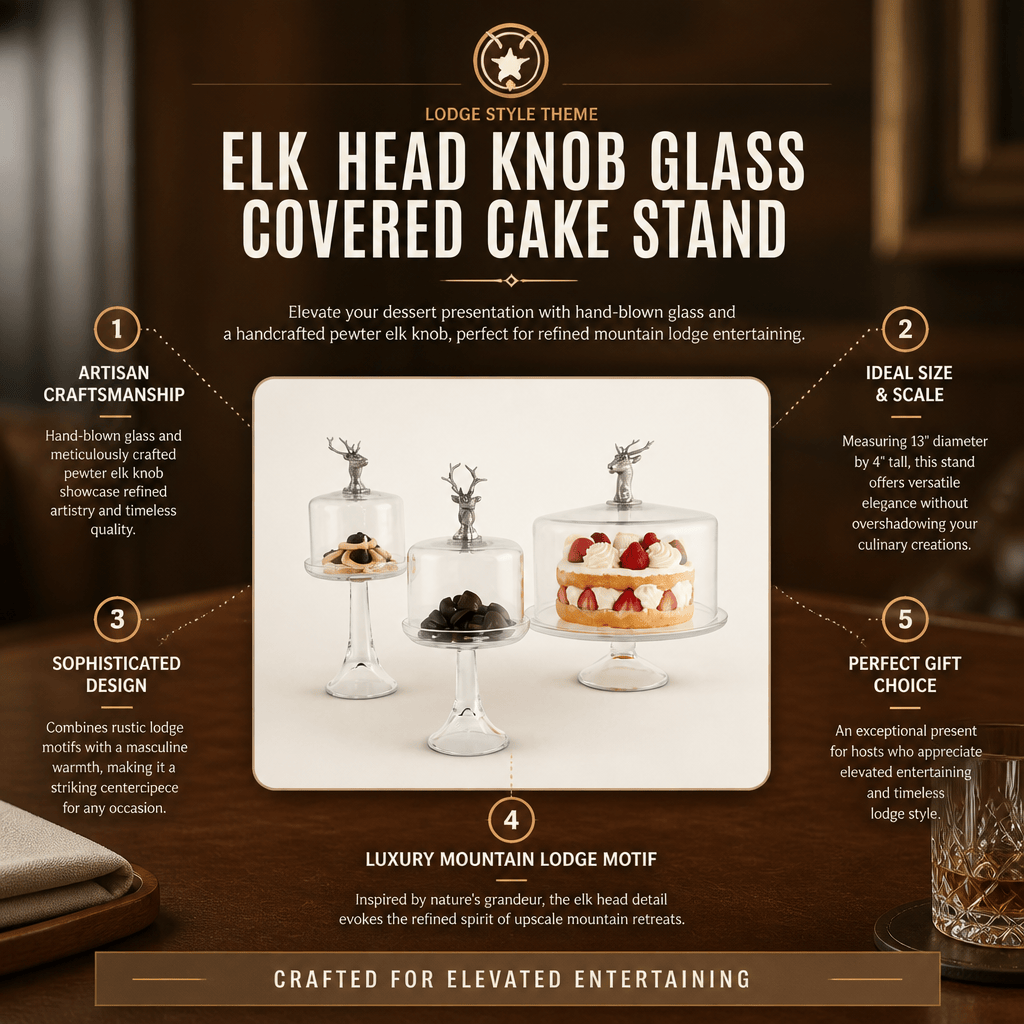 Elk Head Knob Glass Covered Cake / Dessert Stand 11