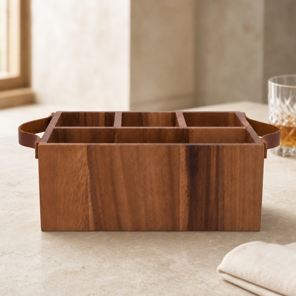 Elk Head Handles Wood Flatware Caddy 5