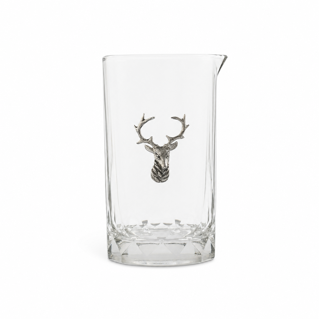 Elk Bust Hatched Bar Glass Mixing Pitcher 1