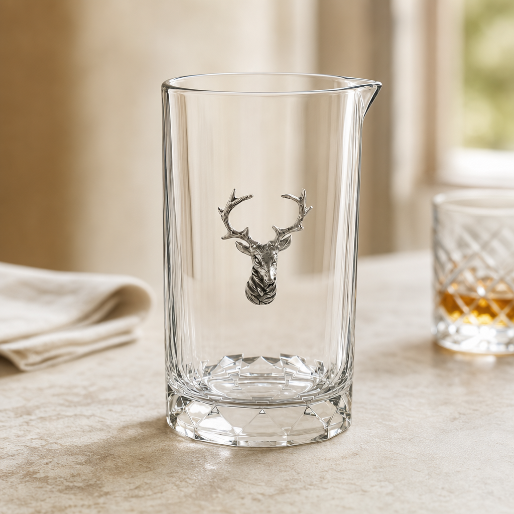 Elk Bust Hatched Bar Glass Mixing Pitcher 3