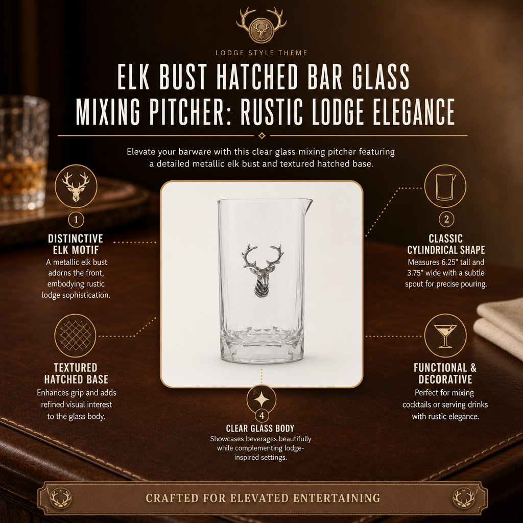 Elk Bust Hatched Bar Glass Mixing Pitcher 8