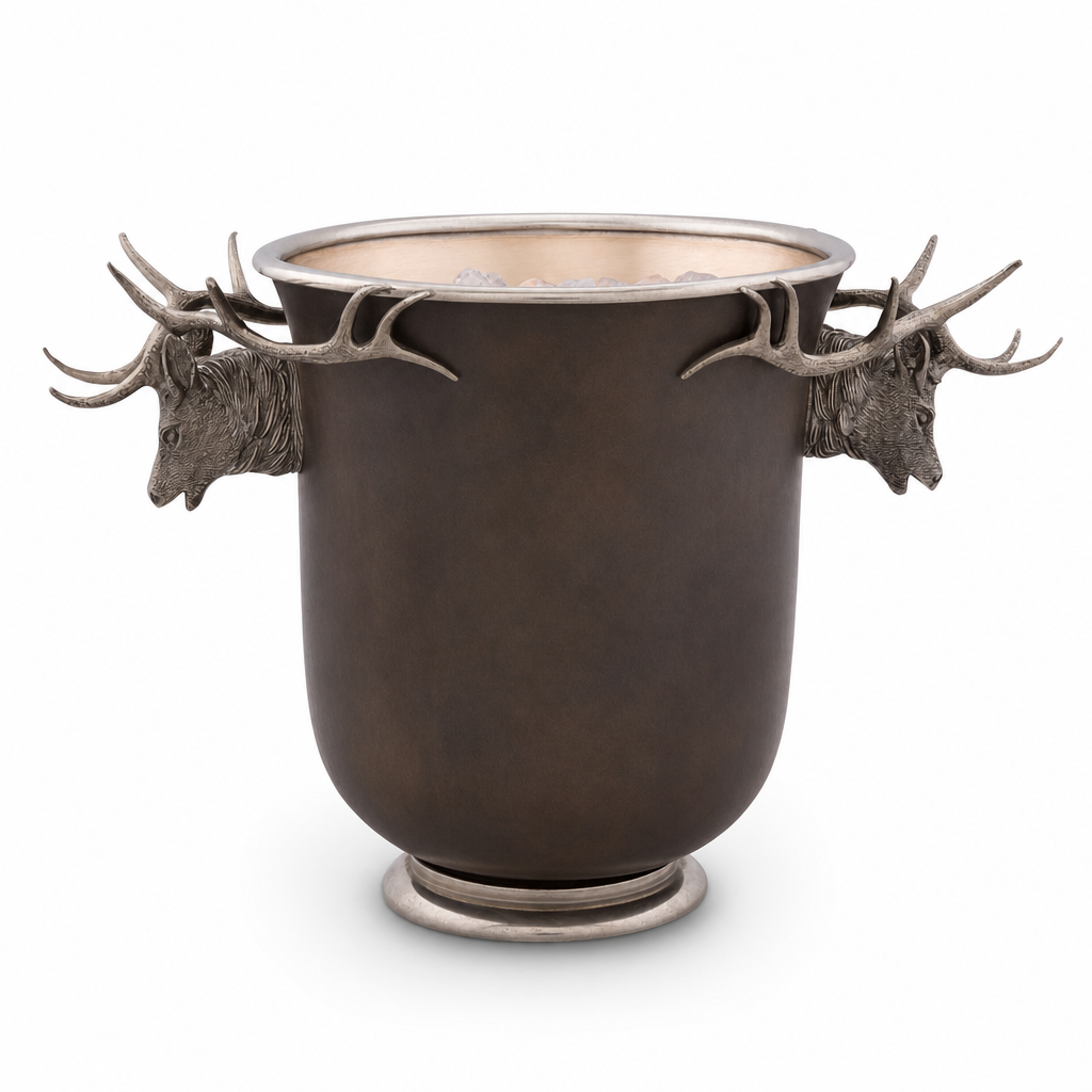 Elk Head Handle Bronze Ice Bucket 1