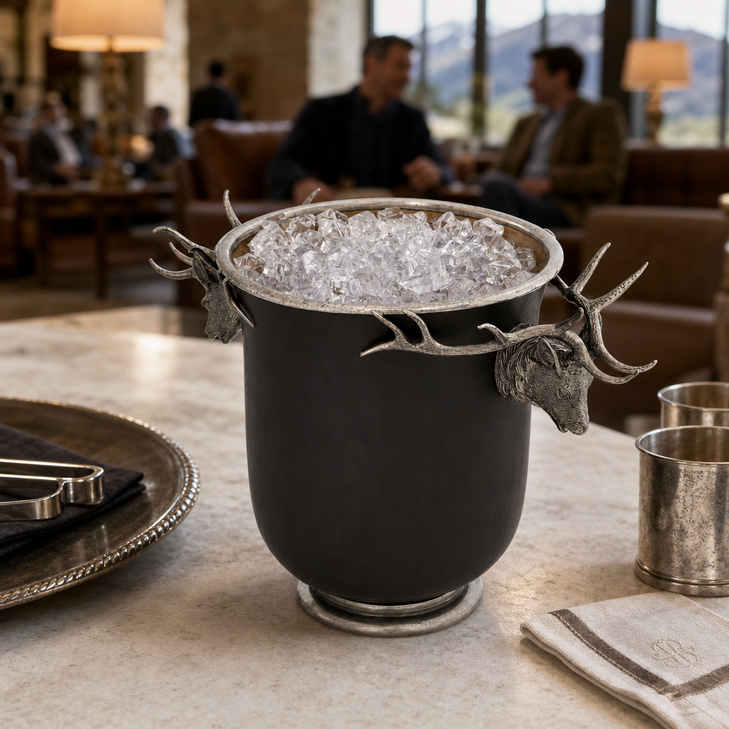 Elk Head Handle Bronze Ice Bucket 8