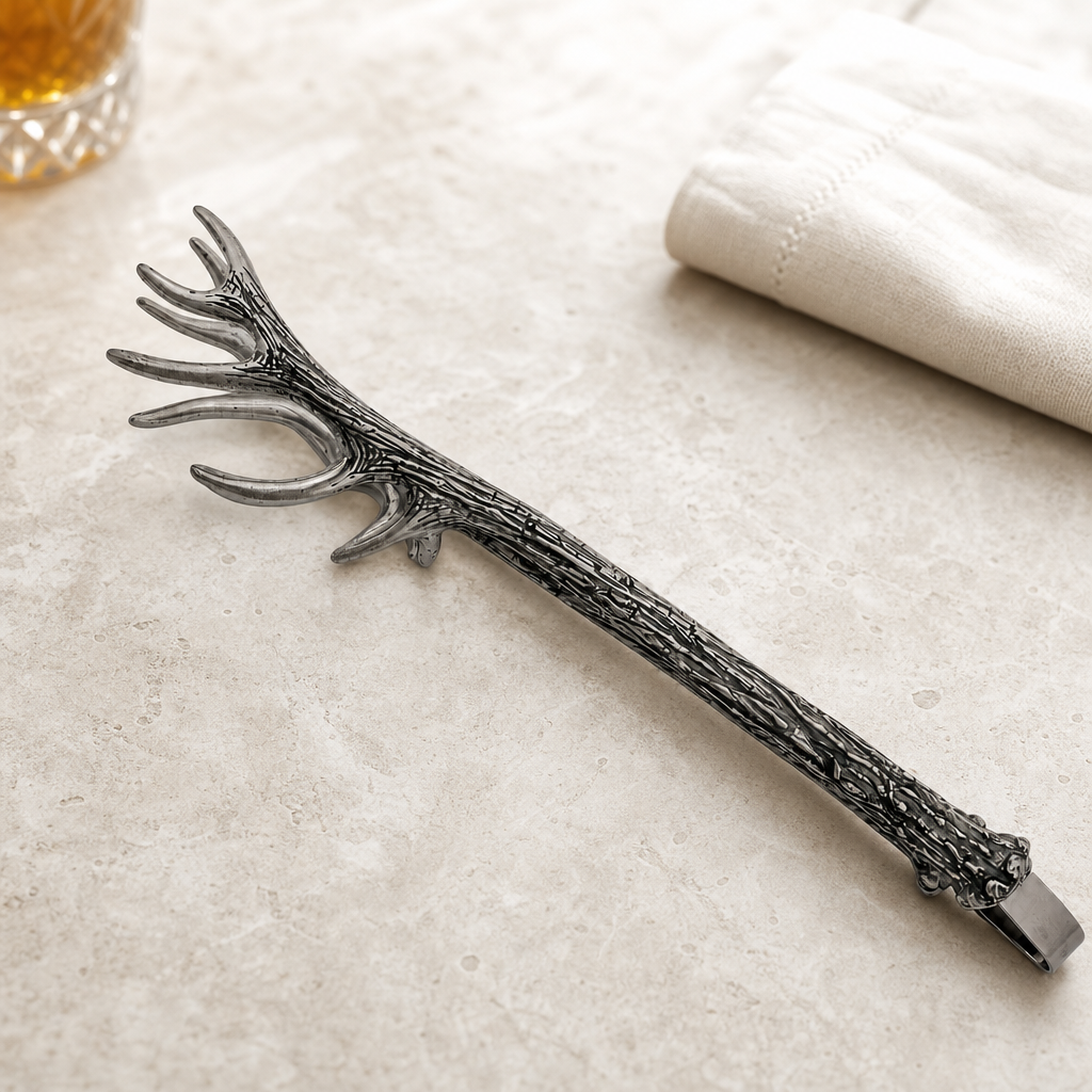 Pewter Antler Pattern Ice / Bread Tongs 3