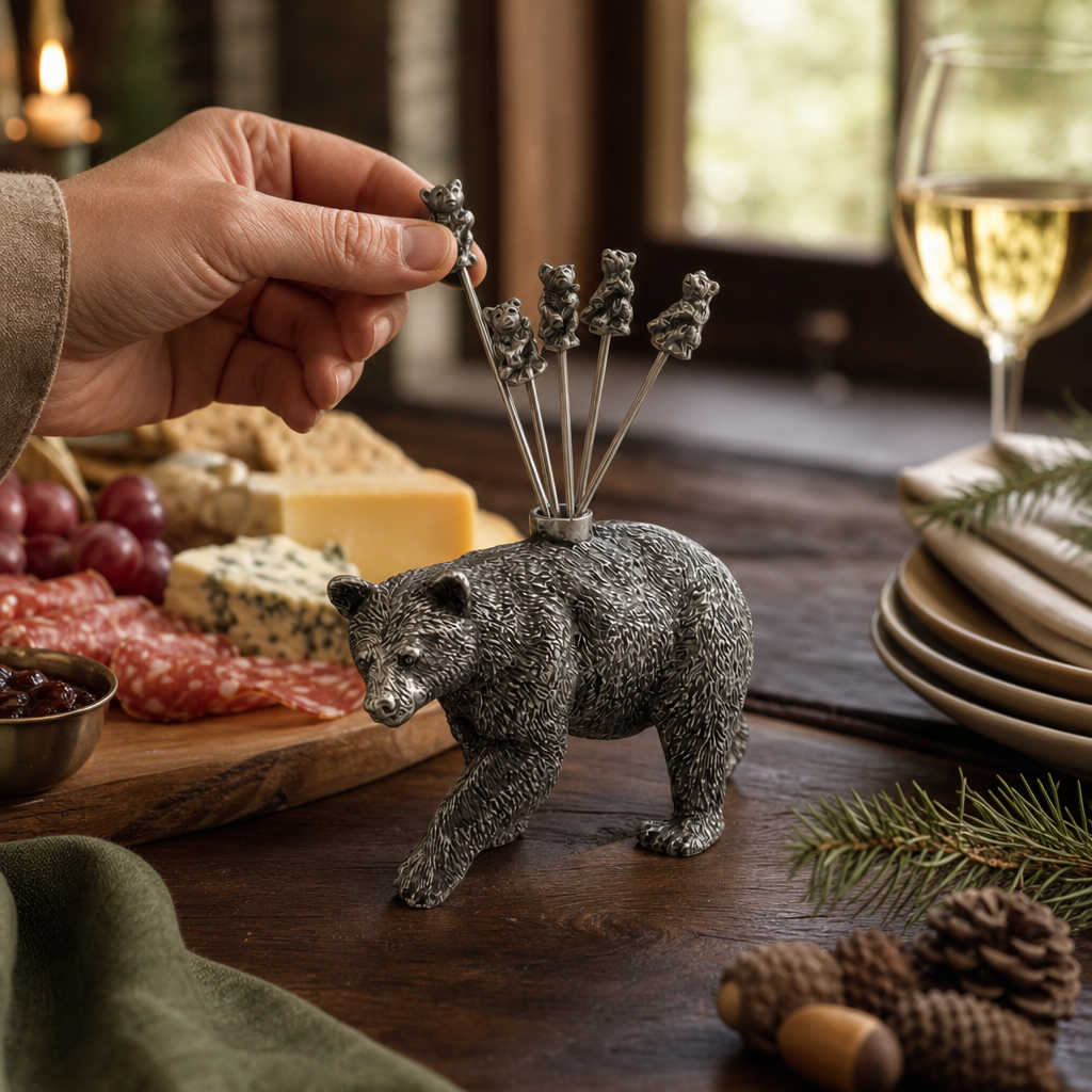 Pewter Black Bear Cheese Picks 5