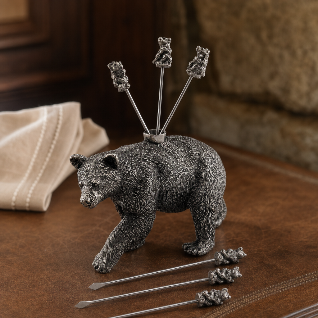 Pewter Black Bear Cheese Picks 4