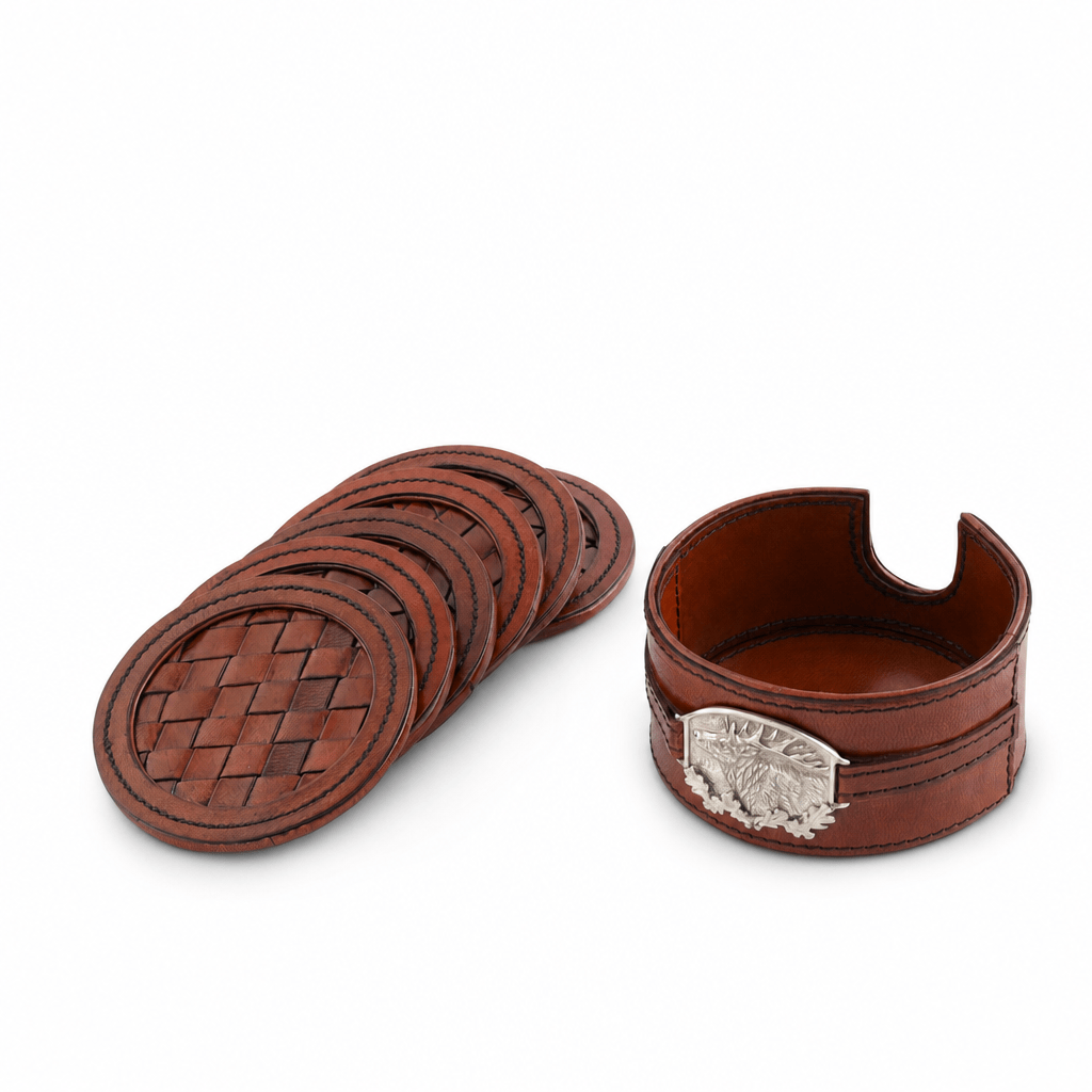 Leather Coaster Set Elk - Set of 6 8
