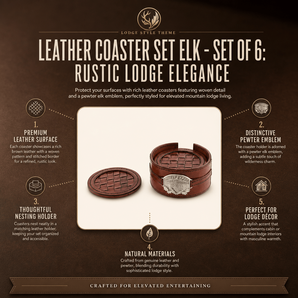 Leather Coaster Set Elk - Set of 6 9