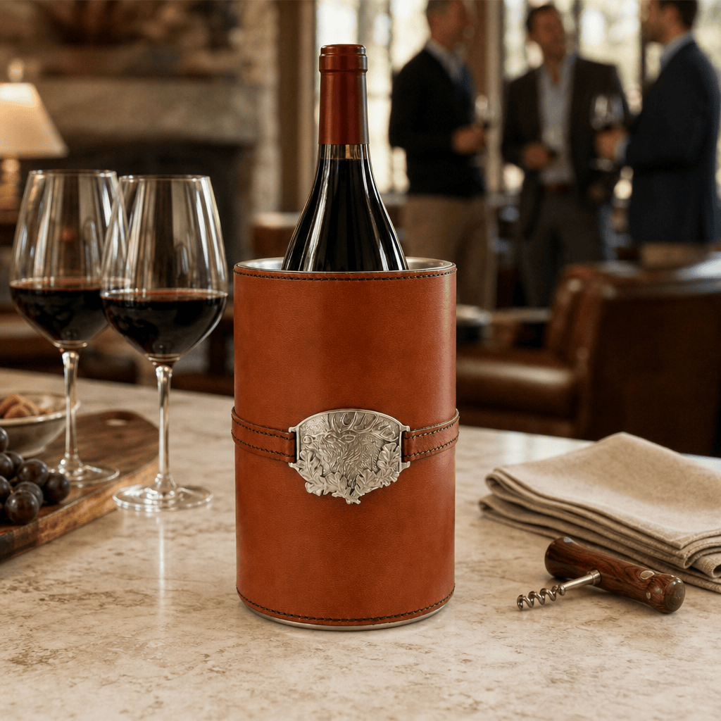 Leather Elk Wine Bottle Chiller 4