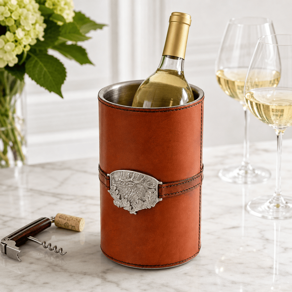Leather Elk Wine Bottle Chiller 8