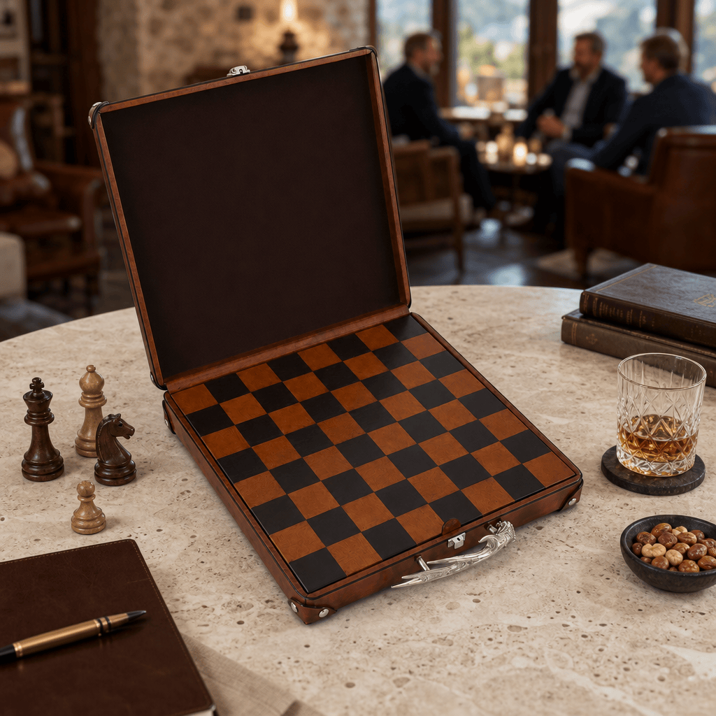 Pewter Antler Handle Chess Set Case 6