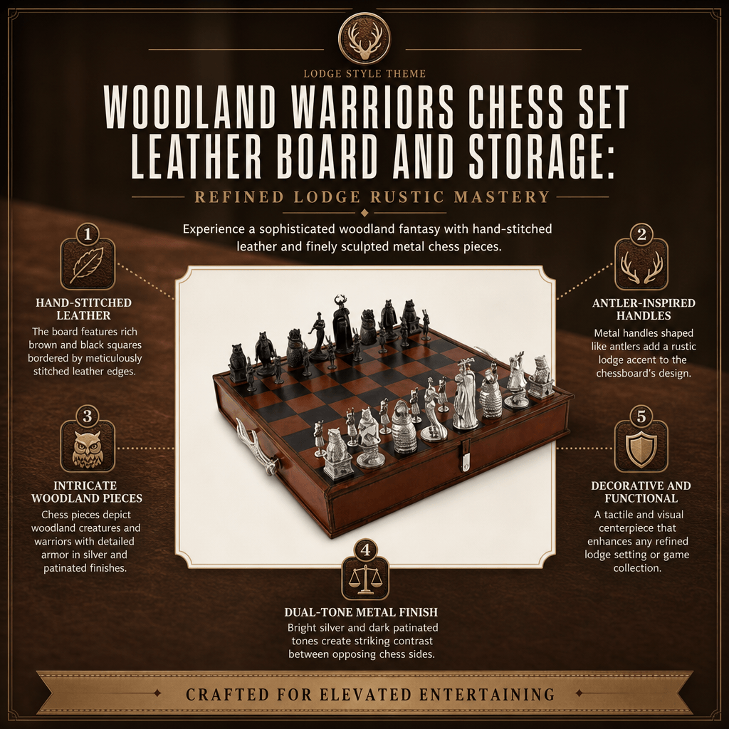 Woodland Warriors Chess Set Leather board and storage 9