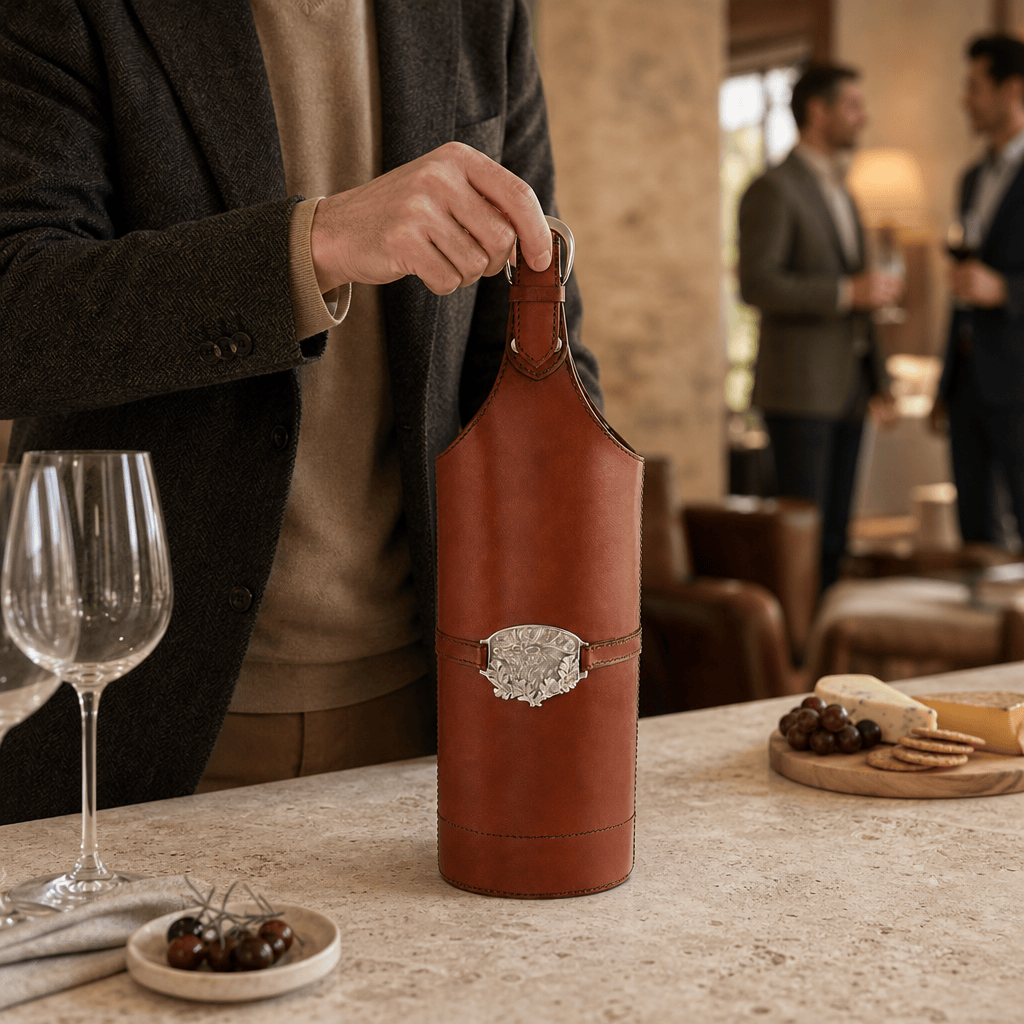 Leather Elk Single Wine Bottle Carrier 4
