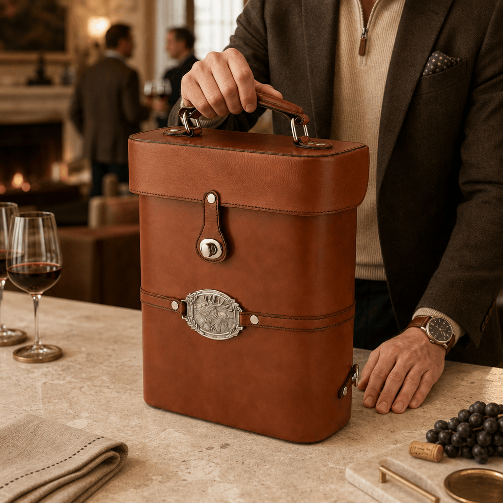 Leather Elk Double Wine Bottle Carrier 4