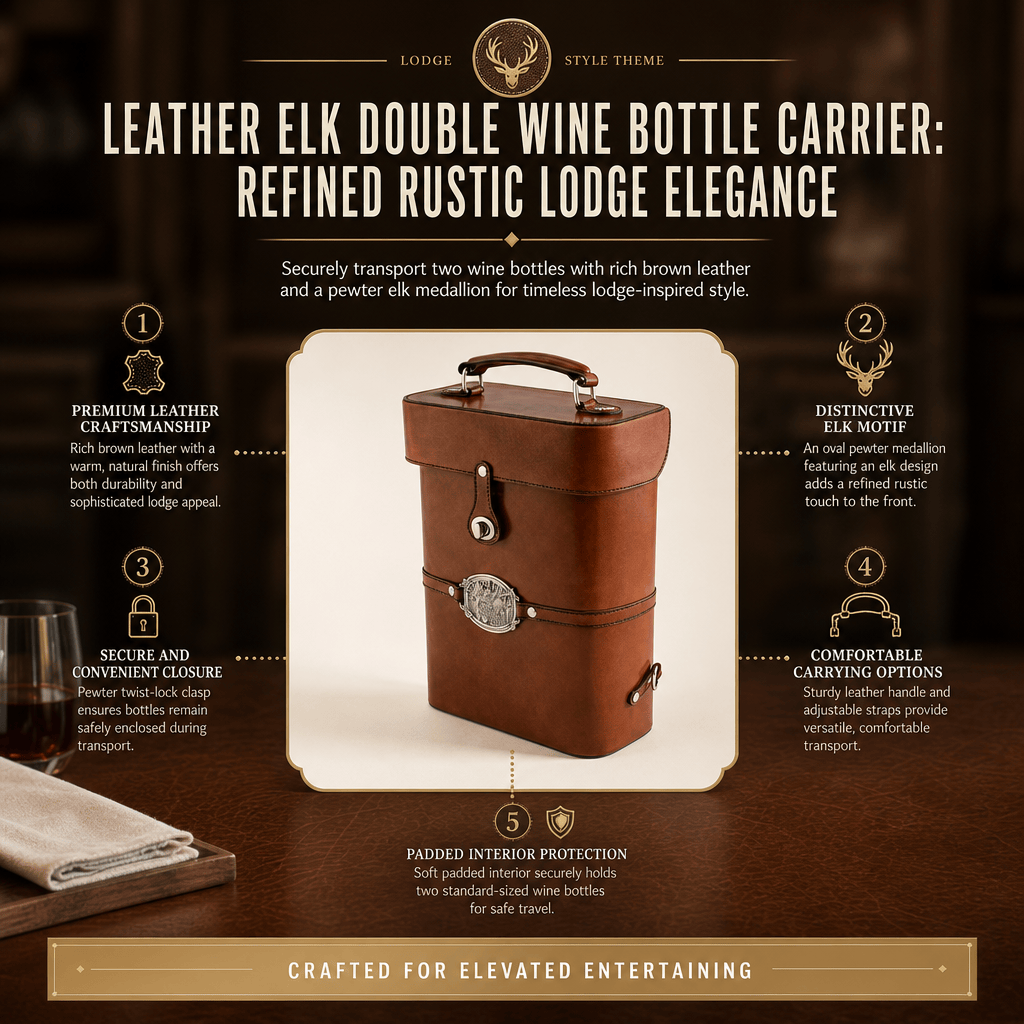 Leather Elk Double Wine Bottle Carrier 9