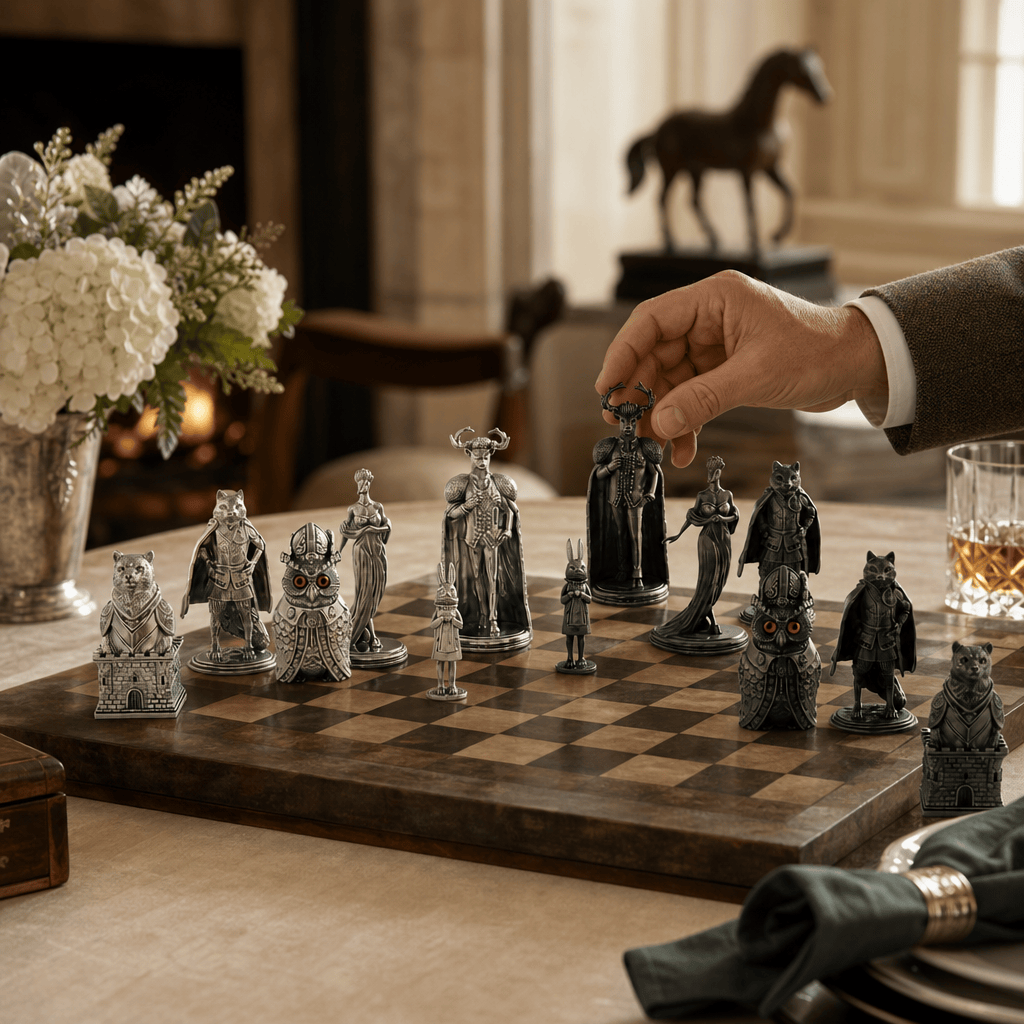 Pewter Woodland Warriors Chess Pieces 3