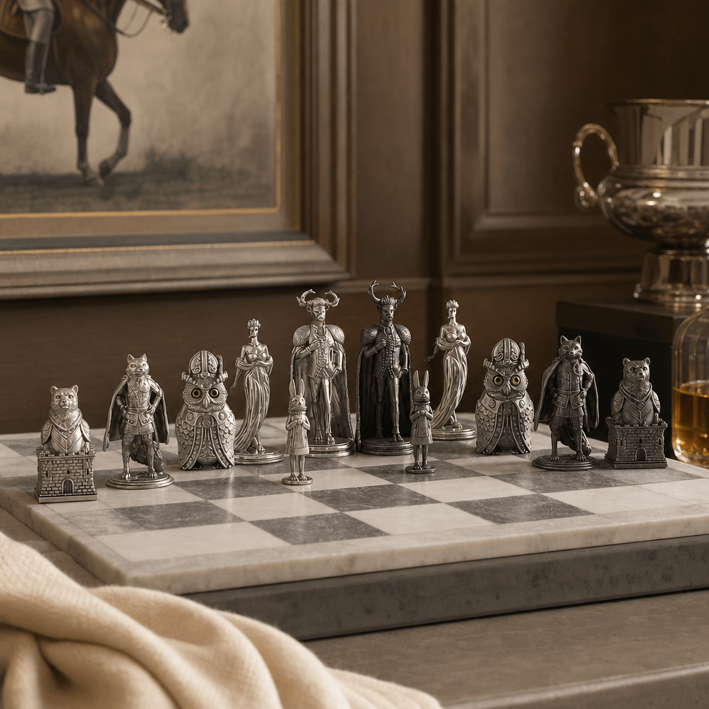 Pewter Woodland Warriors Chess Pieces 2