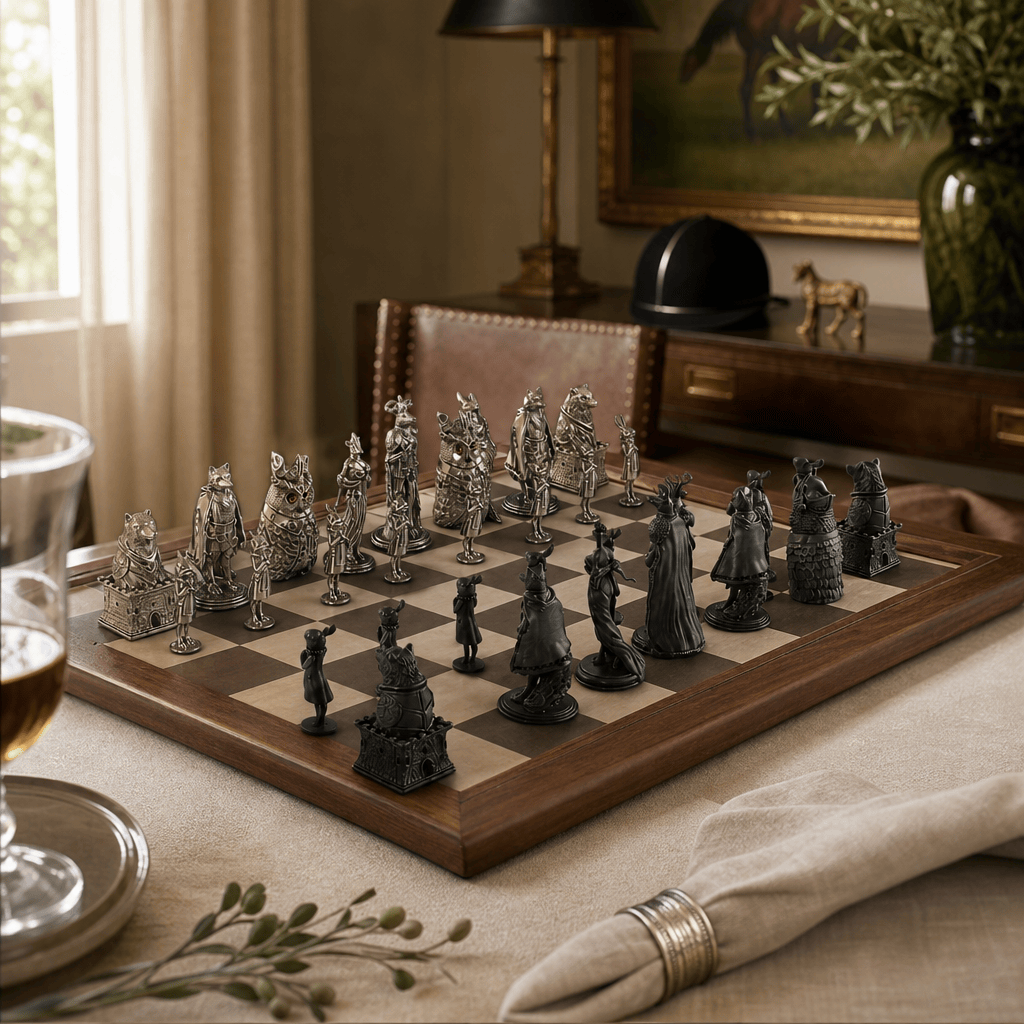 Pewter Woodland Warriors Chess Pieces 5