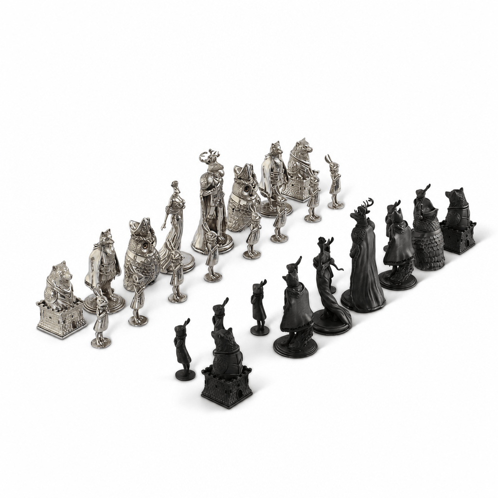 Pewter Woodland Warriors Chess Pieces 4