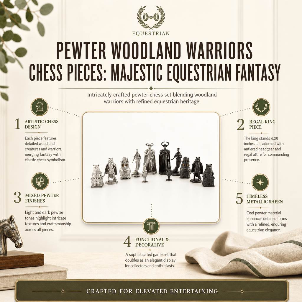 Pewter Woodland Warriors Chess Pieces 7