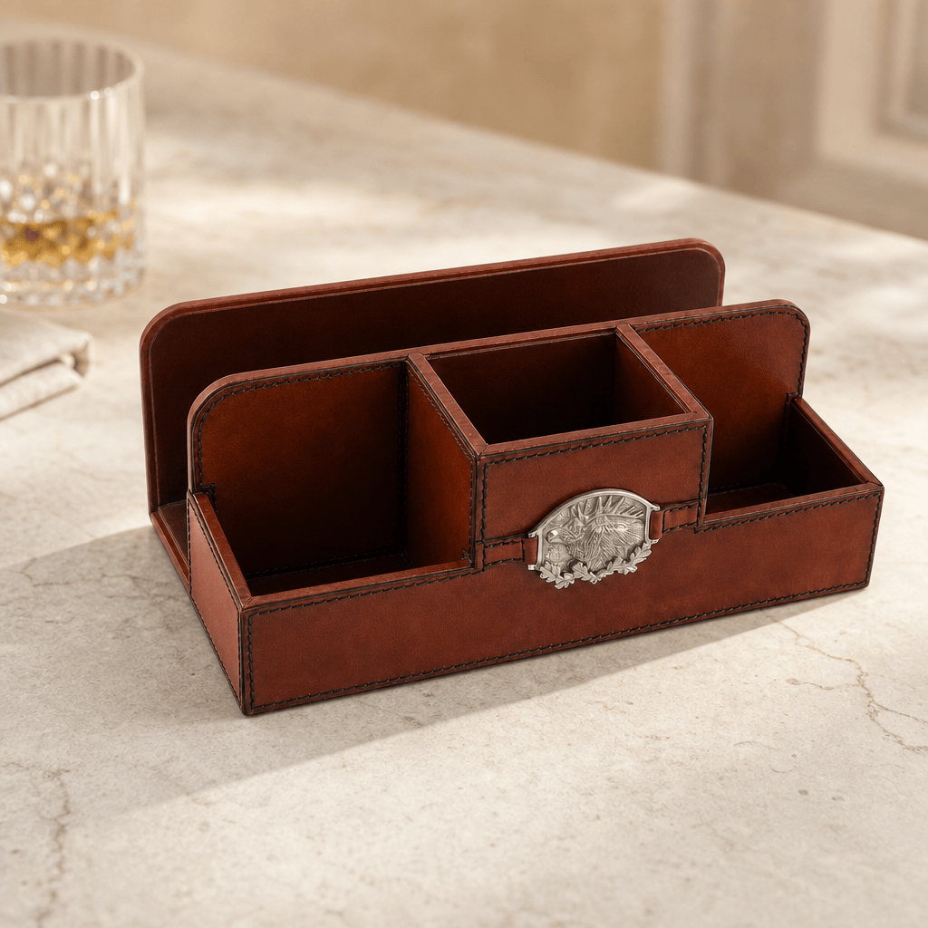 Leather Elk Office Desk Organizer 2