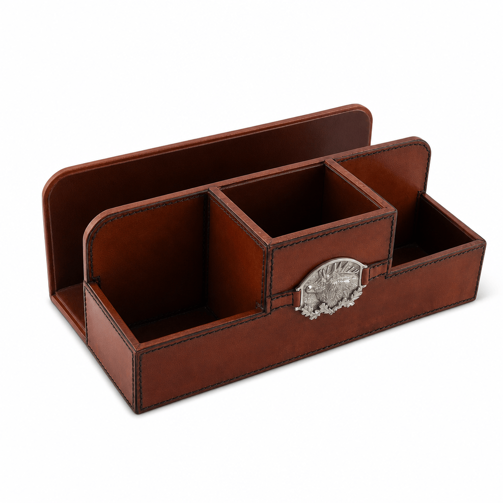 Leather Elk Office Desk Organizer 1