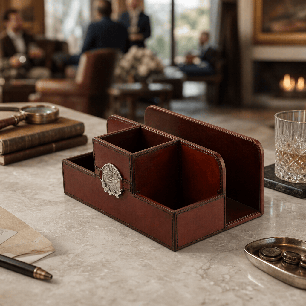 Leather Elk Office Desk Organizer 6