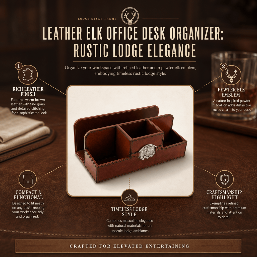 Leather Elk Office Desk Organizer 8