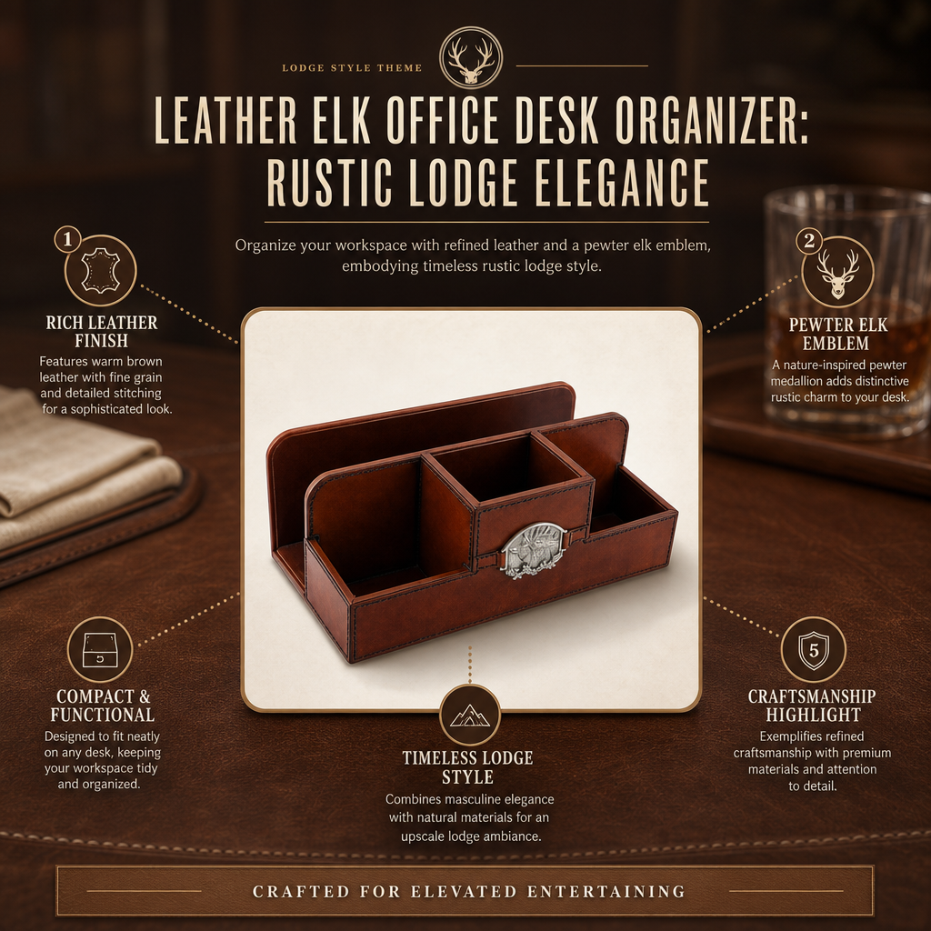 Leather Elk Office Desk Organizer 8