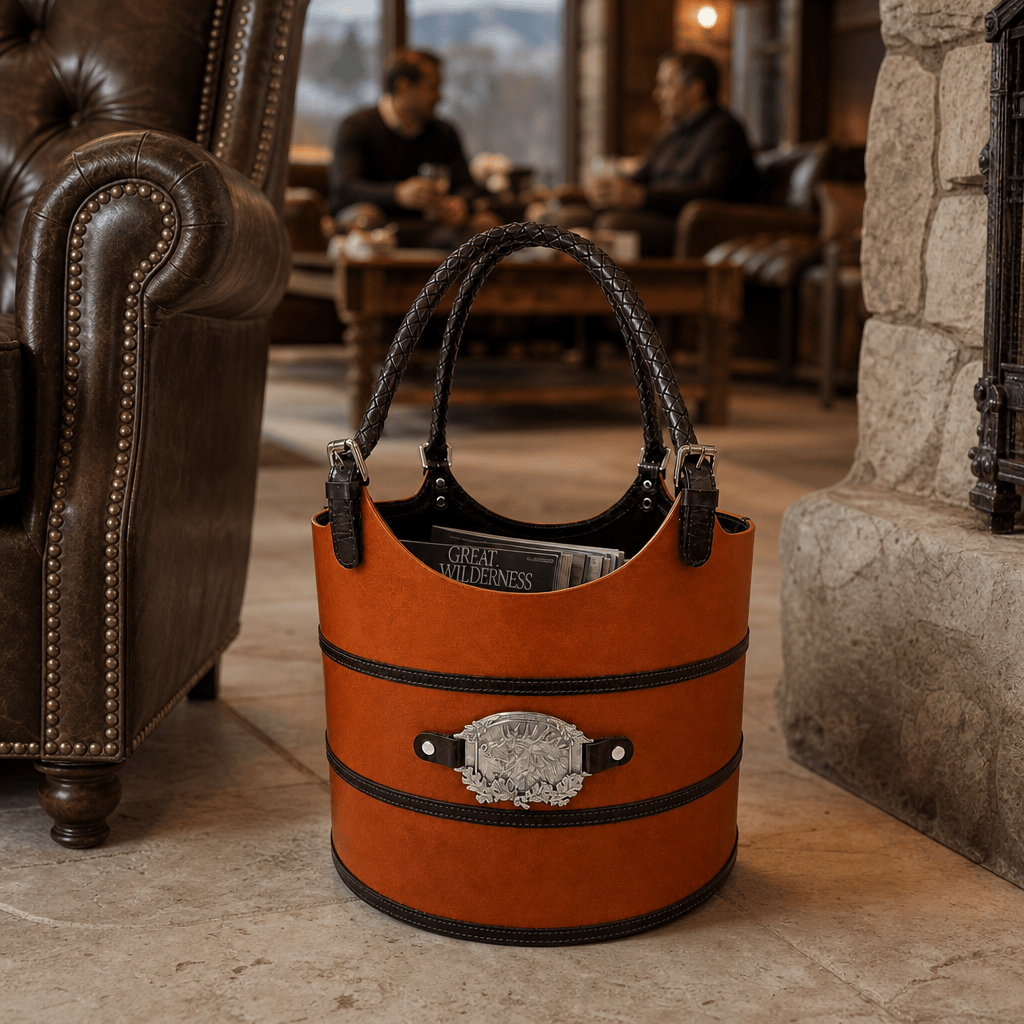 Leather Elk Magizine Basket 4