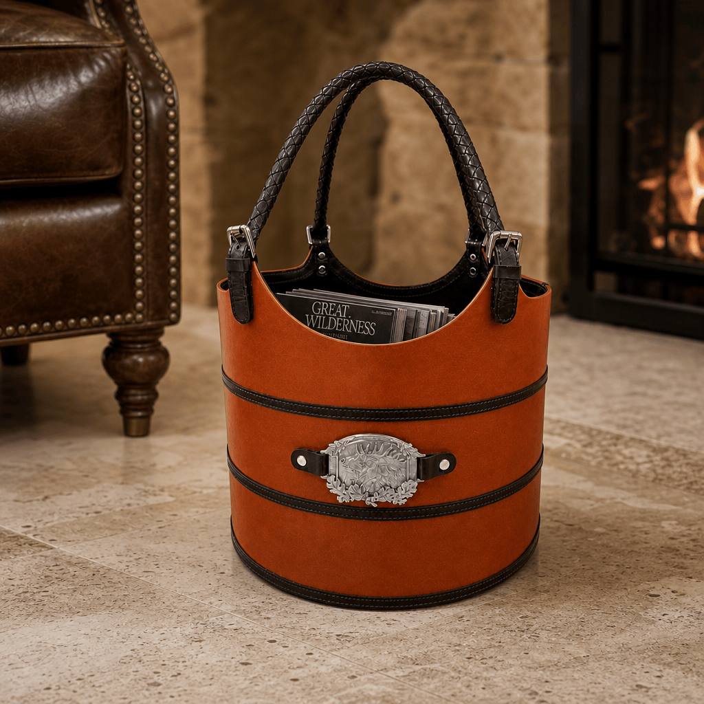 Leather Elk Magizine Basket 2