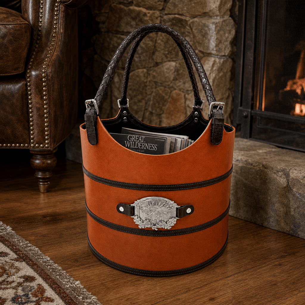 Leather Elk Magizine Basket 1