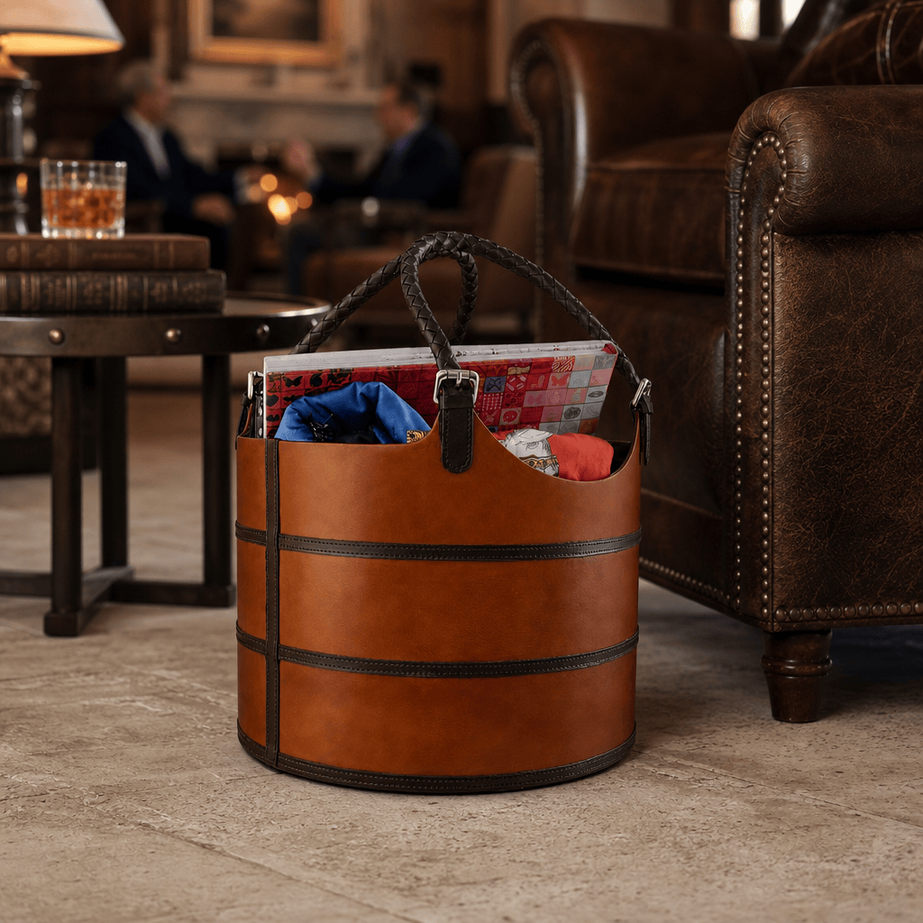 Leather Elk Magizine Basket 5