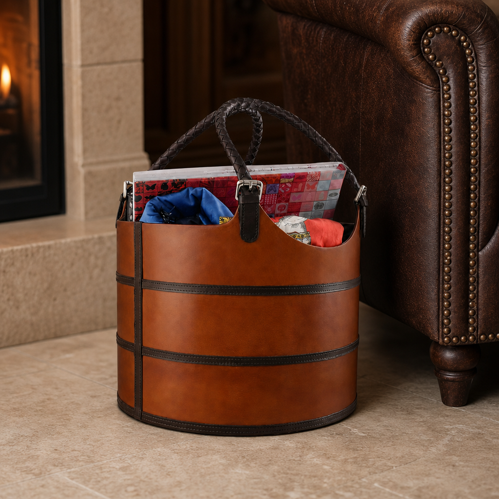 Leather Elk Magizine Basket 3