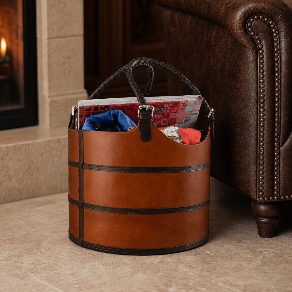 Leather Elk Magizine Basket 3