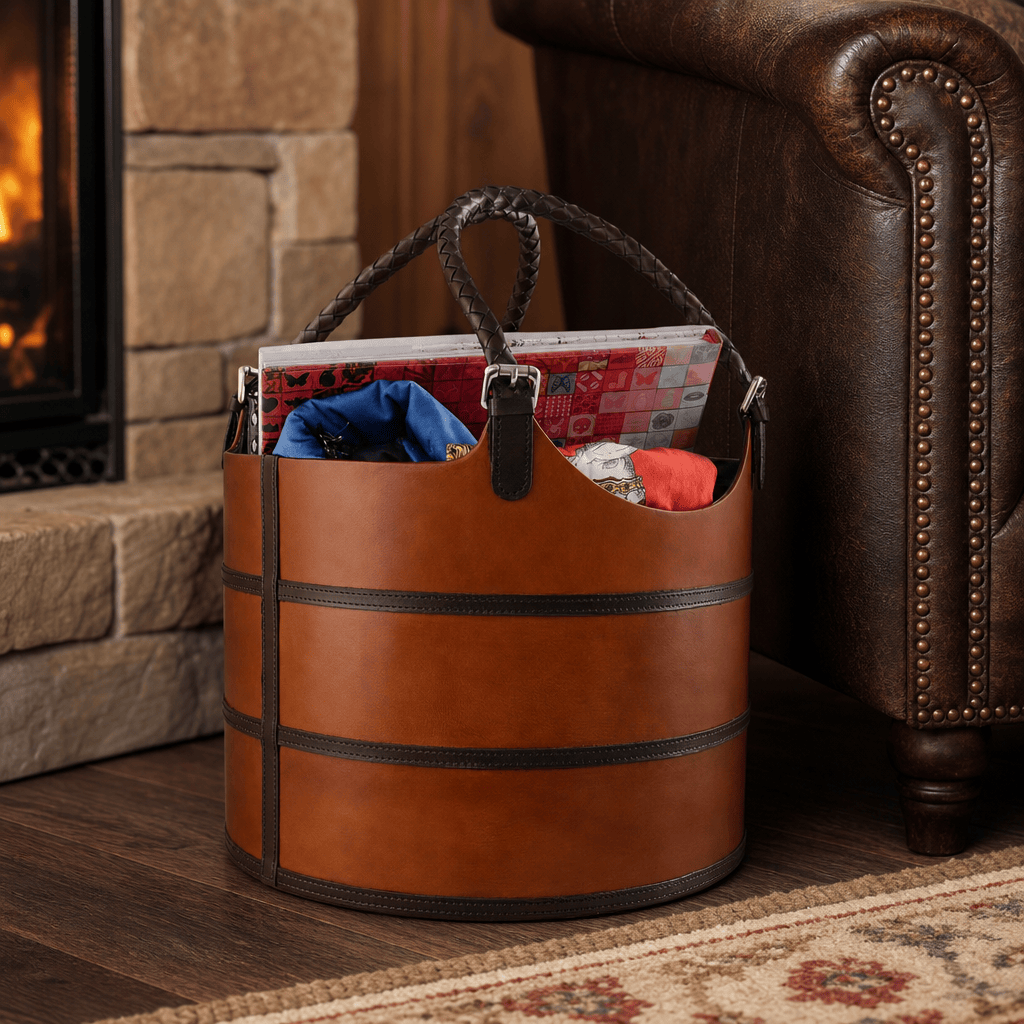 Leather Elk Magizine Basket 8