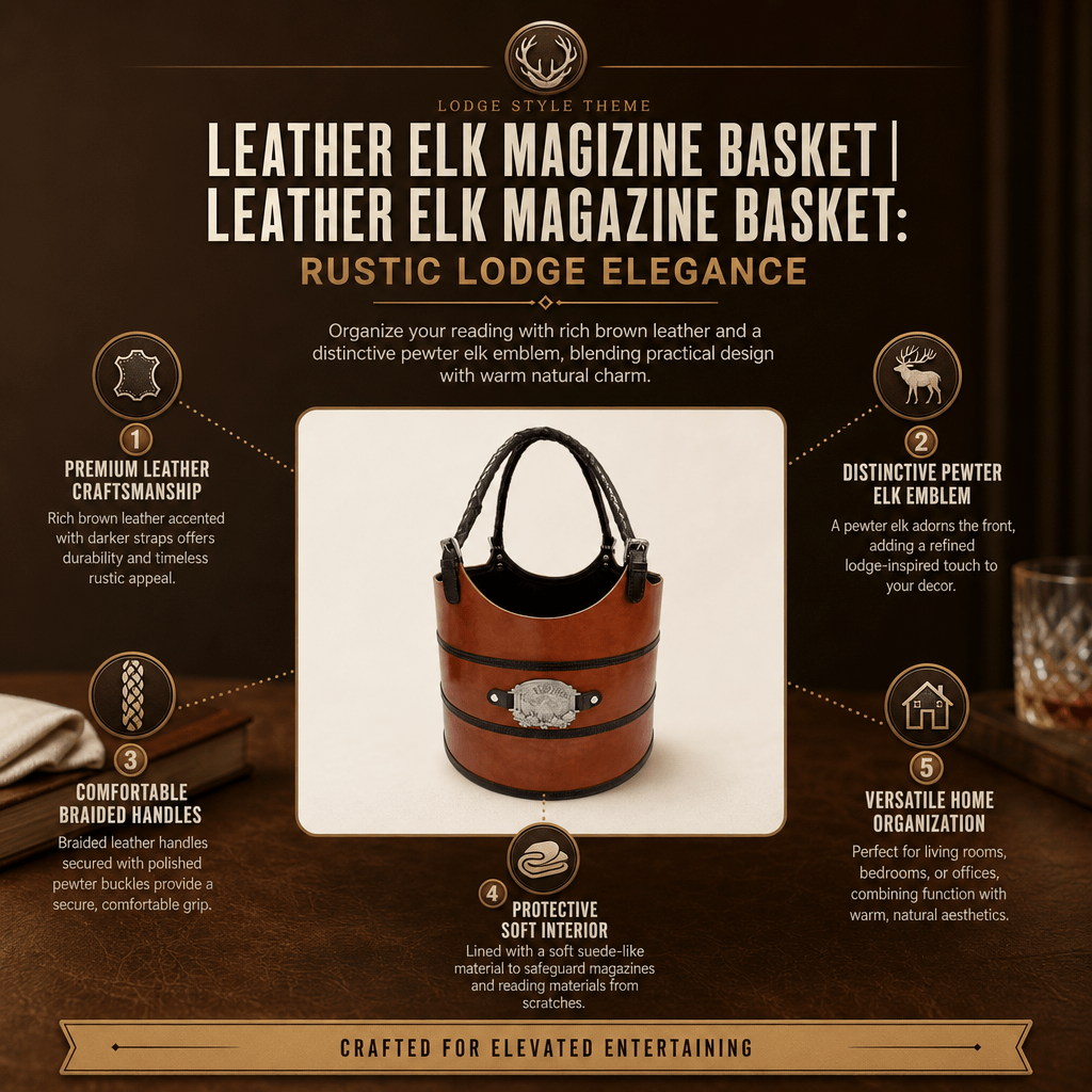 Leather Elk Magizine Basket