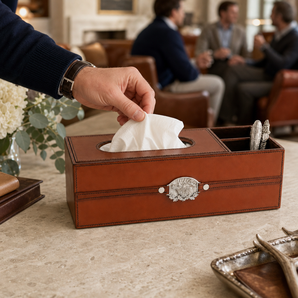 Leather Elk Office Tissue Box 4