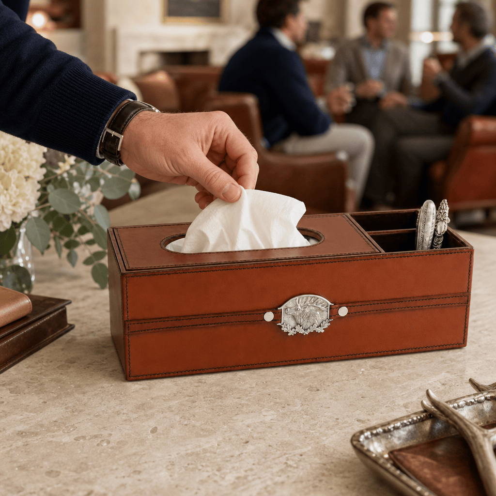 Leather Elk Office Tissue Box 4