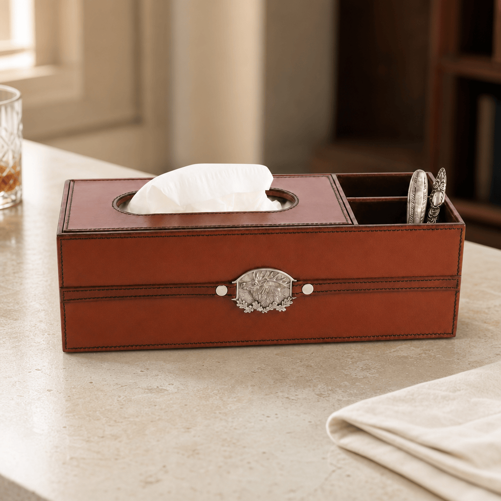 Leather Elk Office Tissue Box 2