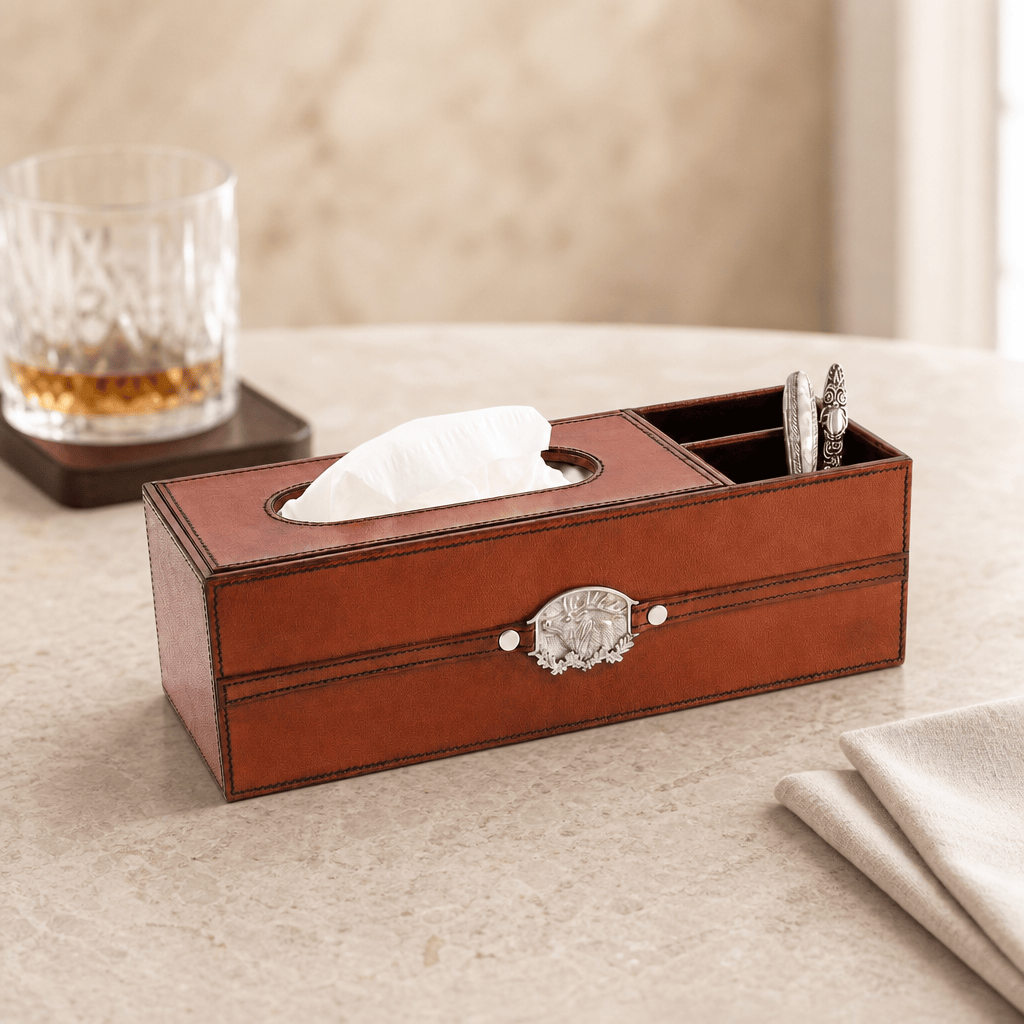 Leather Elk Office Tissue Box 3