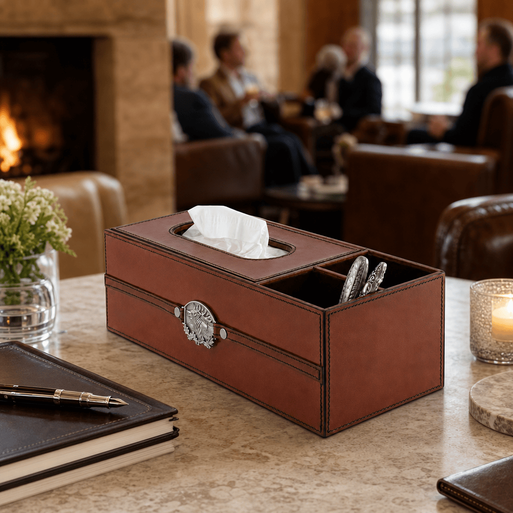 Leather Elk Office Tissue Box 6