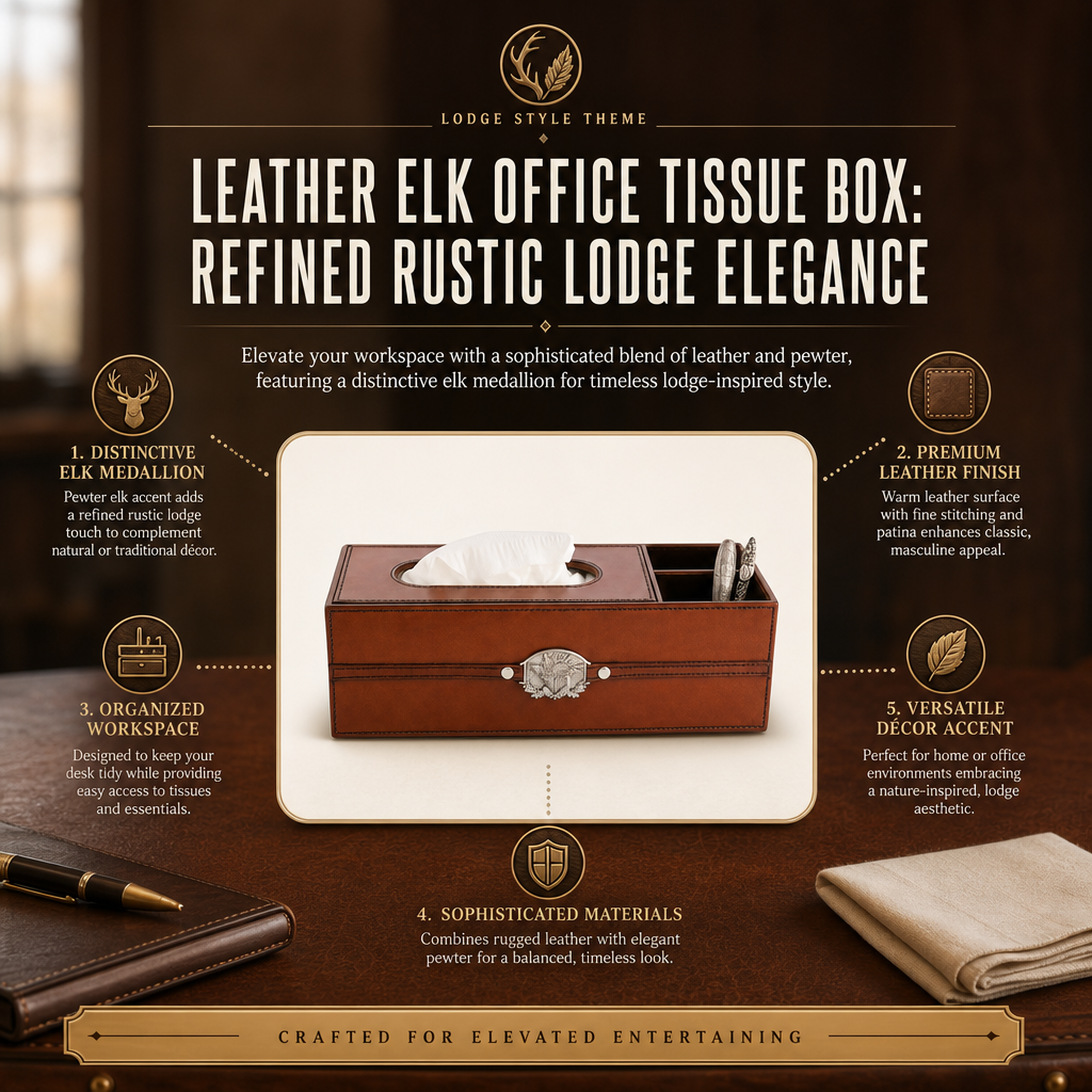 Leather Elk Office Tissue Box 9