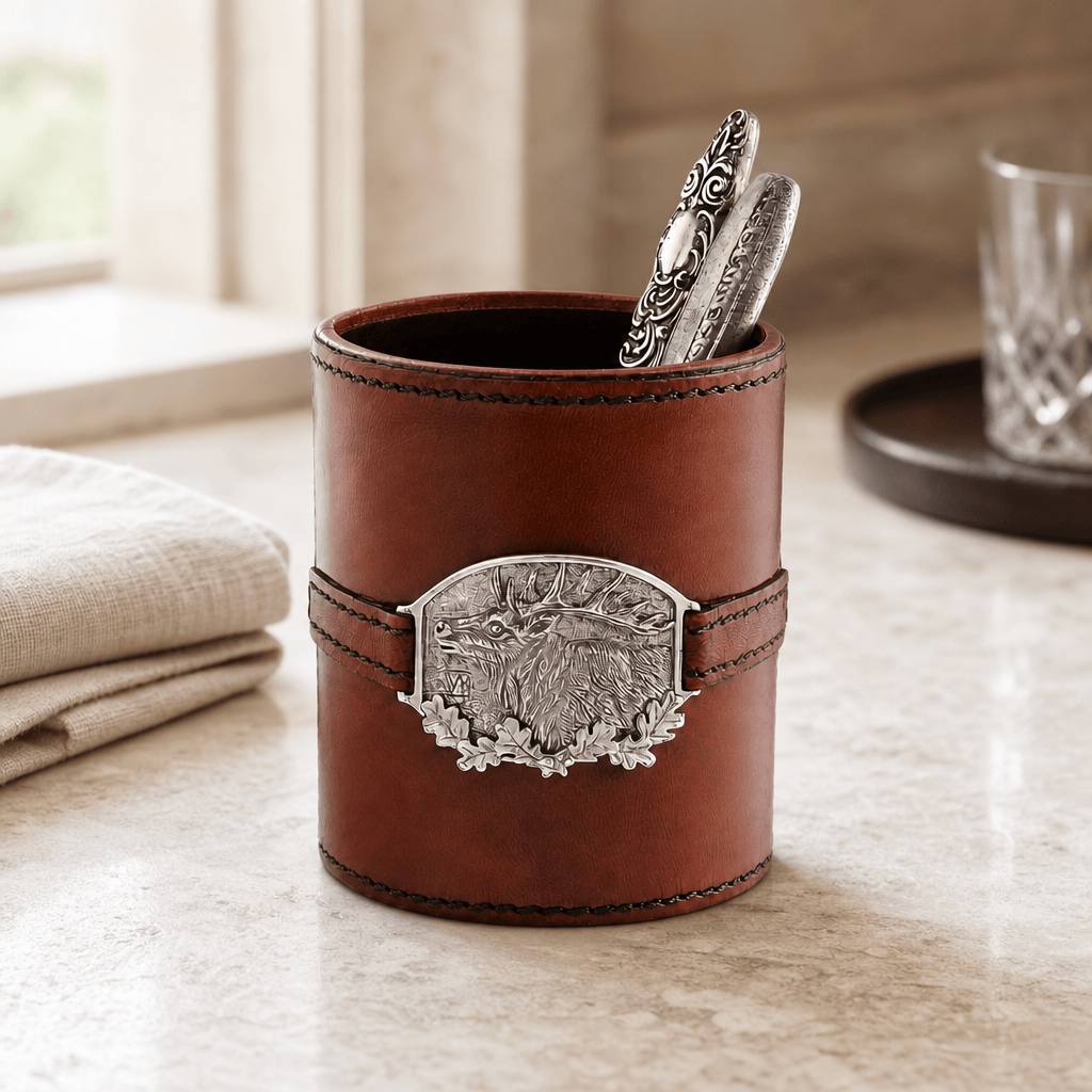 Leather Elk Office Pen Holder 2