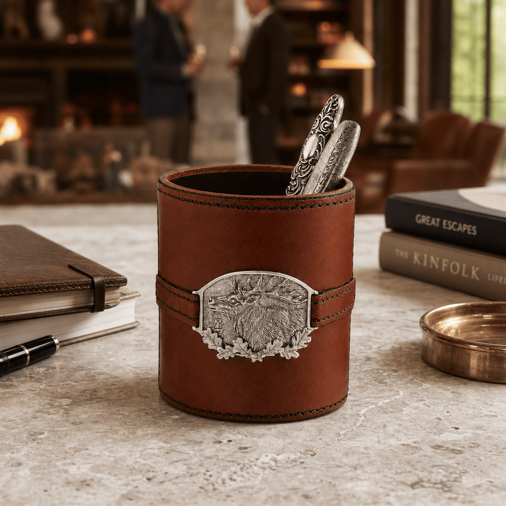 Leather Elk Office Pen Holder 4
