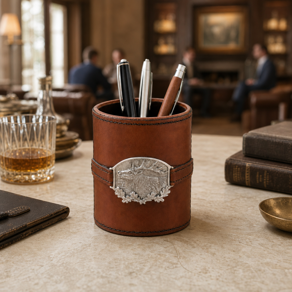 Leather Elk Office Pen Holder 5